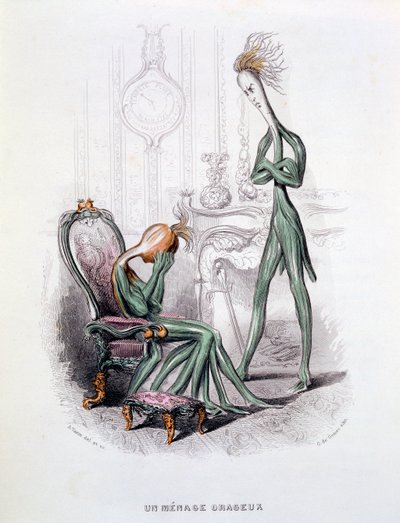 أسرة عاصفة ، رسم توضيحي من "L&39;Empire des Legumes Memoires de Curcurbitus" ، تم نشره عام 1851 (نقش يدوي) بواسطة أميدي فارين