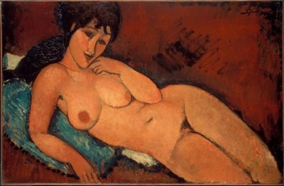 عاري على وسادة زرقاء بواسطة Amedeo Modigliani