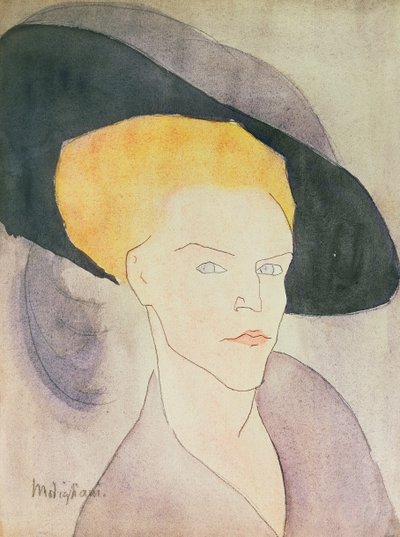 رأس امرأة ترتدي قبعة ، 1907 بواسطة Amedeo Modigliani