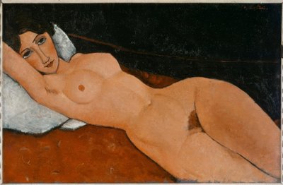 امرأة تكذب عارية على وسادة بيضاء بواسطة Amedeo Modigliani