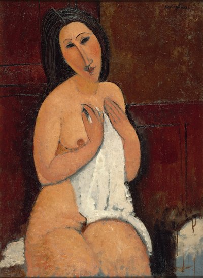 جالس عاري في القميص ، 1917. بواسطة أميديو موديجلياني