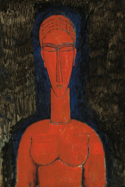 تمثال نصفي أحمر ، Caryatid ، 1913 بواسطة أميديو موديجلياني