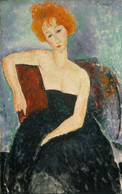 فتاة ذات شعر أحمر في فستان سهرة ، 1918 بواسطة Amedeo Modigliani