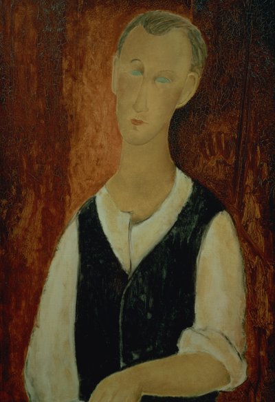 شاب يرتدي صدرية سوداء ، 1912 بواسطة Amedeo Modigliani