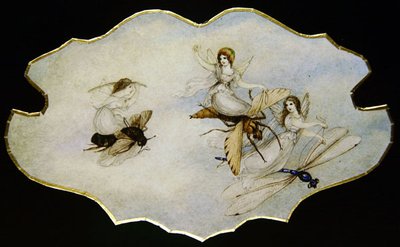 الجنيات تلعب على الحشرات حوالي 1860 (ألوان مائية وقلم رصاص على ورق) بواسطة أميليا جين موراي
