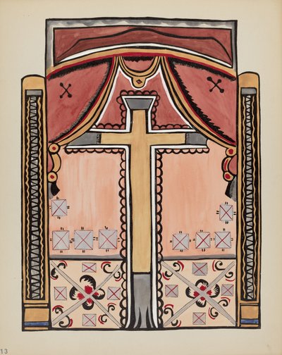 اللوحة 13: التصميم بالصليب ، Chimayo: من المحفظة "التصاميم الاستعمارية الإسبانية لنيو مكسيكو" بواسطة القرن العشرين الأمريكي