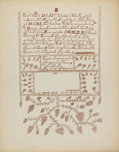 اللوحة 3: كتاب زيارات بيكوس: من ملف "التصاميم الاستعمارية الإسبانية لنيو مكسيكو" بواسطة القرن العشرين الأمريكي