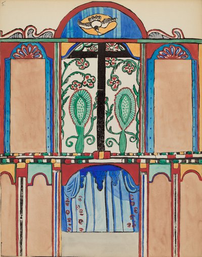 اللوحة 6: كنيسة Altarpiece ، سانتا كروز: من محفظة "التصاميم الاستعمارية الإسبانية لنيو مكسيكو" بواسطة القرن العشرين الأمريكي