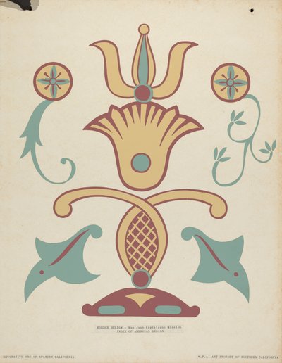 San Juan Capistrano Mission Border Design من حافظة "Art Decorative Art of Spanish California" بواسطة القرن العشرين الأمريكي