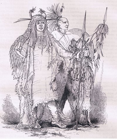 مجموعة من الهنود الحدوديين ، رسم توضيحي من Cassells History of the United States نشره Cassell، Petter & Galpin، c1900 (litho) بواسطة مدرسة اللغة الإنجليزية الأمريكية