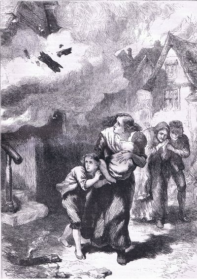 حادثة حرق نورفولك ، رسم توضيحي من Cassells History of the United States نشره Cassell، Petter & Galpin، c1900 (litho) بواسطة مدرسة اللغة الإنجليزية الأمريكية