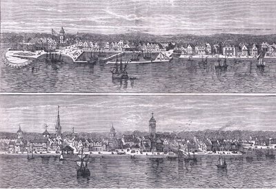 نيويورك في منتصف القرن التاسع عشر ، رسم توضيحي من Cassells History of the United States نشره Cassell، Petter & Galpin، c1900 (litho) بواسطة مدرسة اللغة الإنجليزية الأمريكية