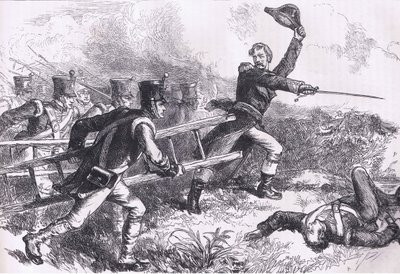 باكينهام يقود هجوم نيو أورلينز ، رسم توضيحي من Cassells History of the United States نشره Cassell ، Petter & Galpin ، c1900 (litho) بواسطة مدرسة اللغة الإنجليزية الأمريكية