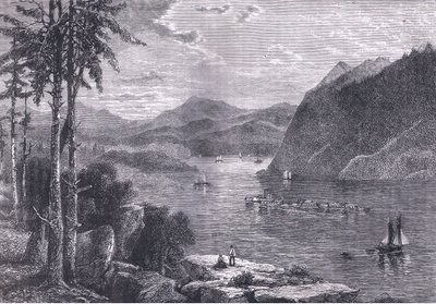 The Hudson Highlands, illustration from Cassells History of the United States published by Cassell, Petter & Galpin, c.1900 (litho) بواسطة مدرسة اللغة الإنجليزية الأمريكية