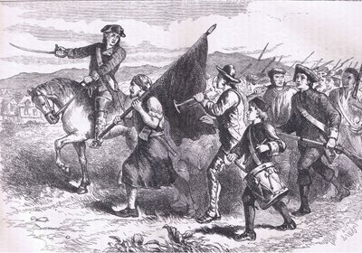 The crowd at Springfield with the black flag, illustration from Cassells History of the United States published by Cassell, Petter & Galpin, c.1900 (litho) بواسطة مدرسة اللغة الإنجليزية الأمريكية