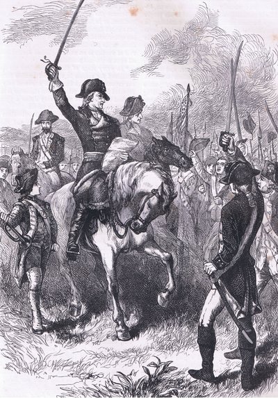 قراءة إعلان الاستقلال للجيش ، رسم توضيحي من Cassells History of the United States نشره Cassell ، Petter & Galpin ، c1900 (litho) بواسطة مدرسة اللغة الإنجليزية الأمريكية