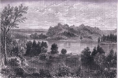 وادي المسيسيبي ، رسم توضيحي من Cassells History of the United States نشره Cassell ، Petter & Galpin ، c1900 (litho) بواسطة مدرسة اللغة الإنجليزية الأمريكية