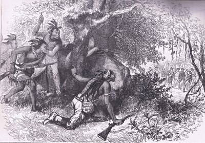 خيانة الشيروكي 1760 ، رسم توضيحي من Cassells History of the United States نشره Cassell، Petter & Galpin، c1900 (litho) بواسطة مدرسة اللغة الإنجليزية الأمريكية