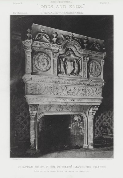الموقد: Chateau De St Ouen ، Chemaze ، Mayenne ، فرنسا (b / w photo) بواسطة المصور الأمريكي (بعد)