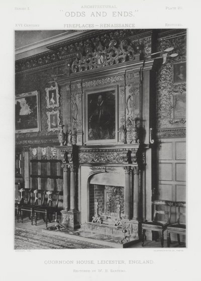 الموقد: Quorndon House ، ليستر ، إنجلترا (b / w photo) بواسطة المصور الأمريكي (بعد)