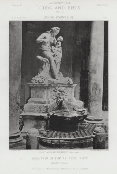نافورة في Palazzo Lante ، روما ، إيطاليا (b / w photo) بواسطة المصور الأمريكي (بعد)