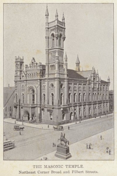 فيلادلفيا: المعبد الماسوني ، و Northeast Corner Broad و Filbert Streets (b / w photo) بواسطة المصور الأمريكي (بعد)