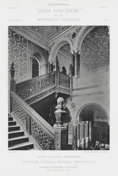 سلم ، "Hewell Grange ،" Bromsgrove ، Worcestershire ، إنجلترا (b / w photo) بواسطة المصور الأمريكي (بعد)