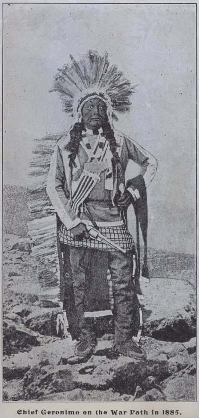 زعيم أباتشي جيرونيمو في الحرب في عام 1885 (صورة b / w) بواسطة المصور الأمريكي (بعد)