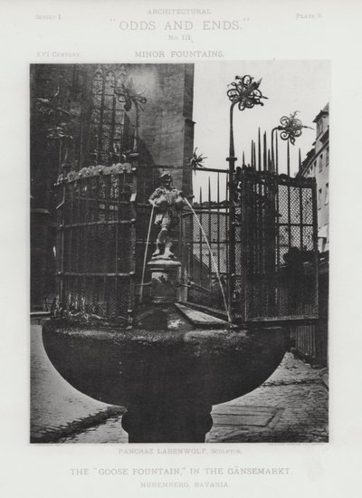 "نافورة الإوزة" في غانسماركت ، نورمبرغ ، بافاريا (صورة b / w) بواسطة المصور الأمريكي (بعد)