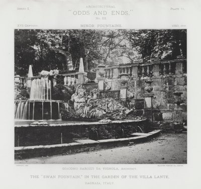 "نافورة البجع" في حديقة فيلا لانتي ، باجنايا ، إيطاليا (صورة b / w) بواسطة المصور الأمريكي (بعد)