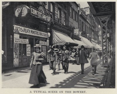 مشهد نموذجي على Bowery (صورة بالأبيض والأسود) بواسطة مصور أمريكي