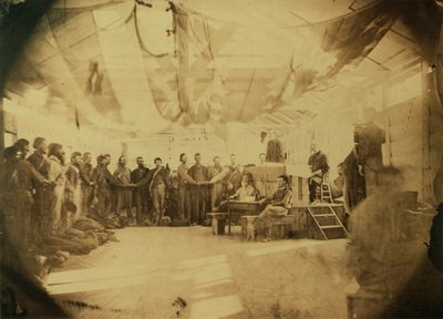 إدارة يمين ولاء السجناء الكونفدراليين ، نقطة مرصد ، ماريلاند ، 30 يونيو 1865 (طباعة بني داكن) بواسطة مصور أمريكي