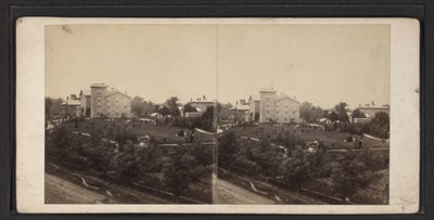 المبنى والأراضي ، مجتمع Oneida ، ولاية نيويورك ، حوالي 1870 (صورة b / w) بواسطة مصور أمريكي