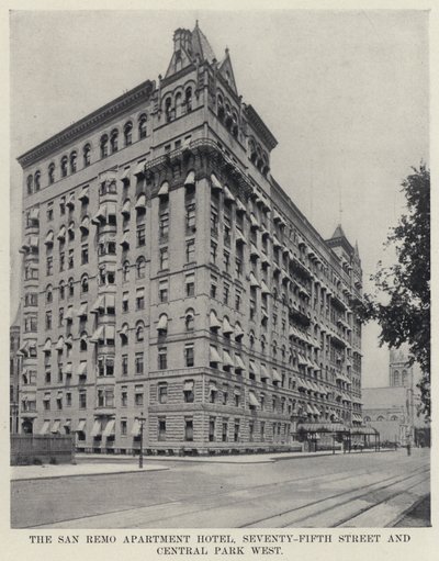فندق San Remo Apartment ، و Seventy-Fifth Street و Central Park West (صورة b / w) بواسطة مصور أمريكي
