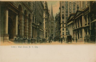 وول ستريت ، مدينة نيويورك. أُرسلت البطاقة البريدية عام 1913. بواسطة مصور أمريكي
