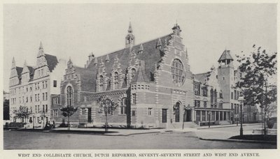كنيسة West End Collegiate و Dutch Reformed و Seventy-Seventh Street و West End Avenue (b / w photo) بواسطة مصور أمريكي