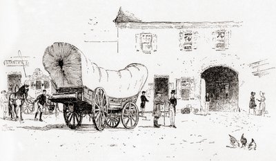 عربة Conestoga في ساحة Bull