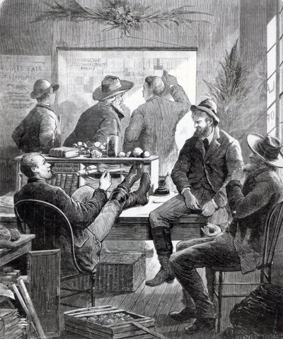 مكتب أرض كانساس ، من "هاربر ويكلي" ، 11 يوليو 1874 بواسطة المدرسة الأمريكية