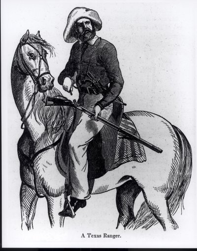 حارس تكساس ، رسم توضيحي من "التاريخ المصور للمكسيك والحرب المكسيكية" بقلم جون فروست ، 1848 بواسطة المدرسة الأمريكية
