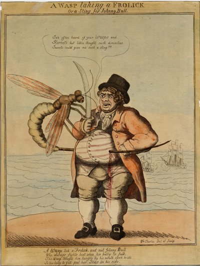 دبور يأخذ فروليك ، 1813 (حفر يدوي اللون) بواسطة American School