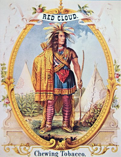 إعلان عن "Red Cloud Tobacco" بواسطة المدرسة الأمريكية