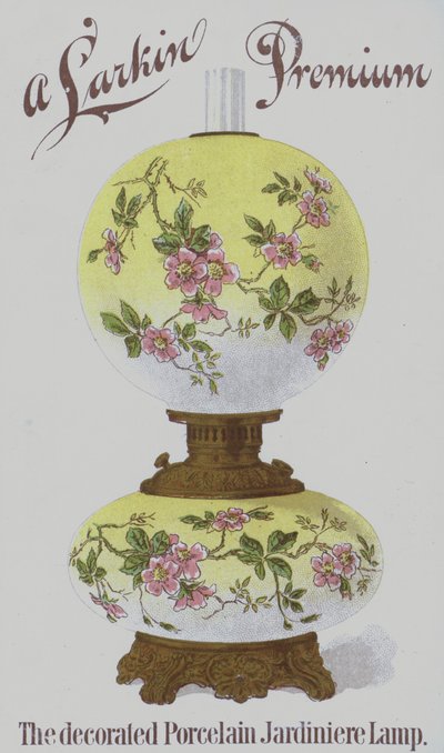 Advertisement for Larkin Premium decorated porcelain jardiniere lamps (chromolitho) بواسطة المدرسة الأمريكية