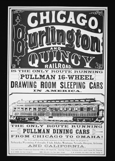 Advertisement for Pullman Cars of Chicago, c.1875 (litho) بواسطة المدرسة الأمريكية