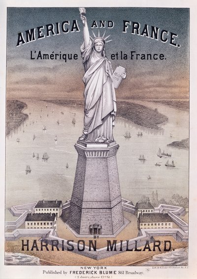 أمريكا وفرنسا ، درجة الموسيقى لأغنية حول تمثال الحرية من قبل هاريسون ميلارد (1830-1895) بواسطة المدرسة الأمريكية