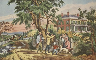 الحياة الأمريكية الريفية - أكتوبر بعد الظهر ، حانة. 1855 ، كورير وإيفز بواسطة المدرسة الأمريكية