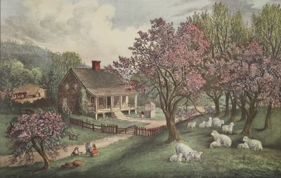 American Homestead - Spring ، حانة. 1869 ، كورير وإيفز بواسطة المدرسة الأمريكية