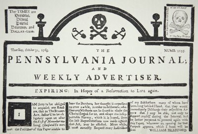 An American reply to the British imposed Stamp Act, pub. in The Pennsylvania Journal and Weekly Advertiser on 31st October 1765 (newsprint) بواسطة المدرسة الأمريكية