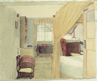 غرفة نوم داخلية في ألباني ، نيويورك ، 1861 (مرحاض بقلم رصاص على ورق) بواسطة المدرسة الأمريكية