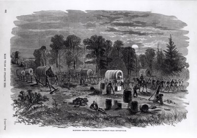 لواء بلينكر الذي يغطي التراجع بالقرب من سنترفيل ، يوليو 1861 ، من "التاريخ التصويري للحرب الأهلية في هاربر" ، 1861 بواسطة المدرسة الأمريكية