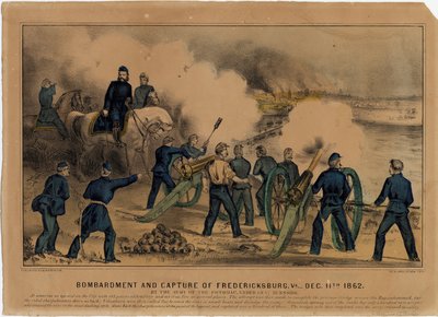 قصف القبض على فريدريكسبيرغ ، فيرجينيا ، 11 ديسمبر 1862 ، حانة. بواسطة Currier & Ives ، c.1862 بواسطة المدرسة الأمريكية